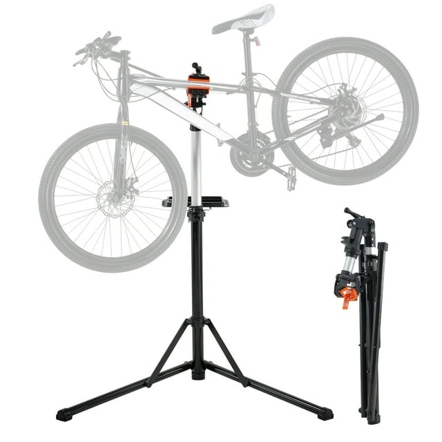 VEVOR Support de Réparation pour Vélo, Support de Réparation pour Bicyclette en Aluminium Robuste de 66 Lb, Support de Travail d'Entretien pour Vélo à Hauteur Réglable avec Plateau à Outils Magnétique et Bras Télescopique, Support de Travail Pliable pour Vélo pour la Maison, les Ateliers