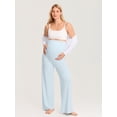 thumbnail image 4 of Delimira Modal Cotton Maternity Lounge Pants 28.5" Maternity Summer Wide Leg Pants, 4 of 5