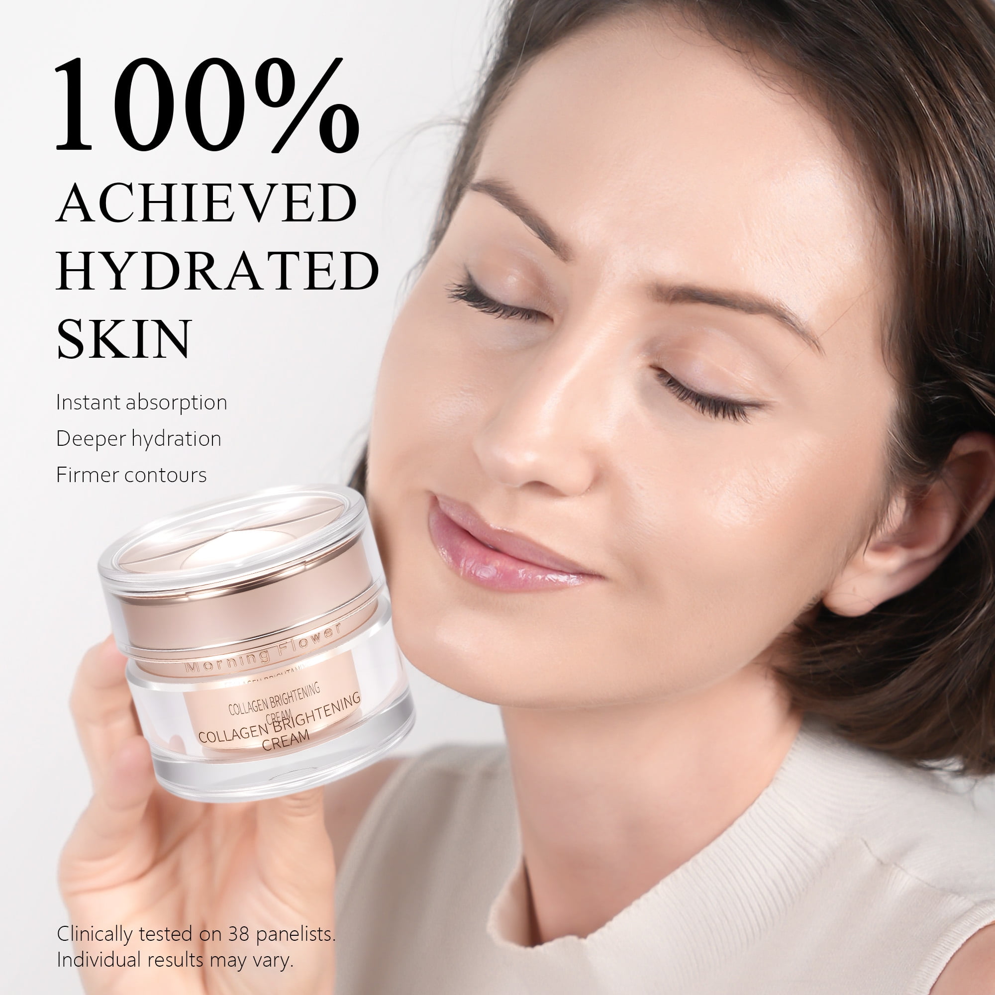 Morning Flower Collagen Firming Cream for Women Men -​ Deep Hydration Barrier Strengthen Moisturizer Anti-Wrinkle Polypeptide Face Moisturizer (1.76 oz)