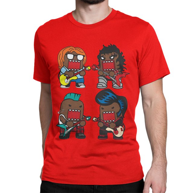 ¡Domo Kun Rockers! Camiseta para hombre y mujer, dibujos animados, Domo marrón, divertidas camisetas de cuello redondo, ropa de algodón.