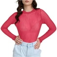 thumbnail image 2 of AXXD Basic Dressy Blouses for Women Summer 2024 Trendy Long-sleeved Top Inside With Outside Wear Temperament Solid Color Base Shirt Sexy Spice Girl T-shirt, 2 of 7