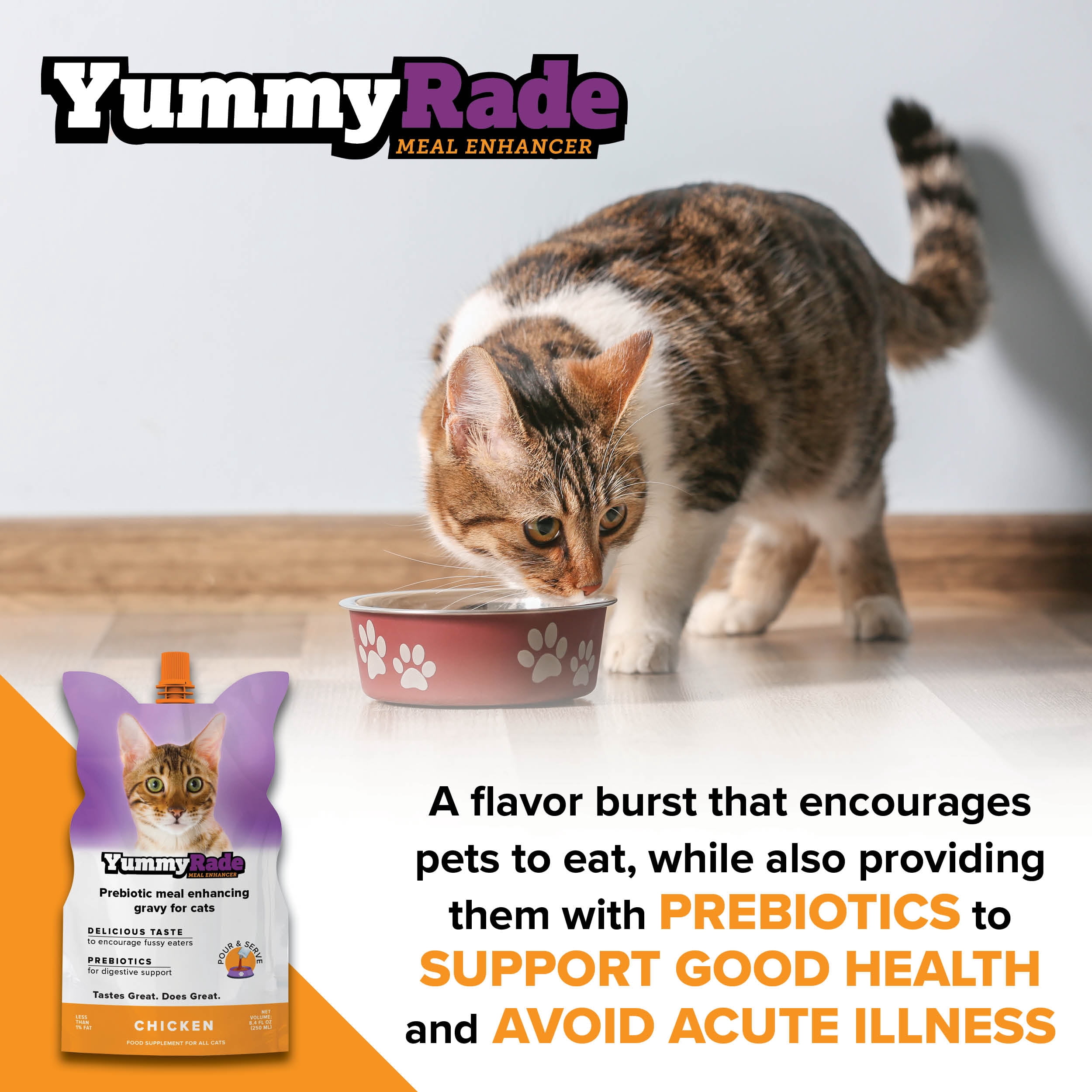 YummyRade Prebiotic Gravy Topper for Cats/Gut & Immune Support/ 3 pack