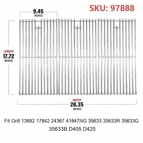 Monument Model #97888 17.7-in x 9.45-in 3 -Pack Rectangle Stainless steel Grilling grate