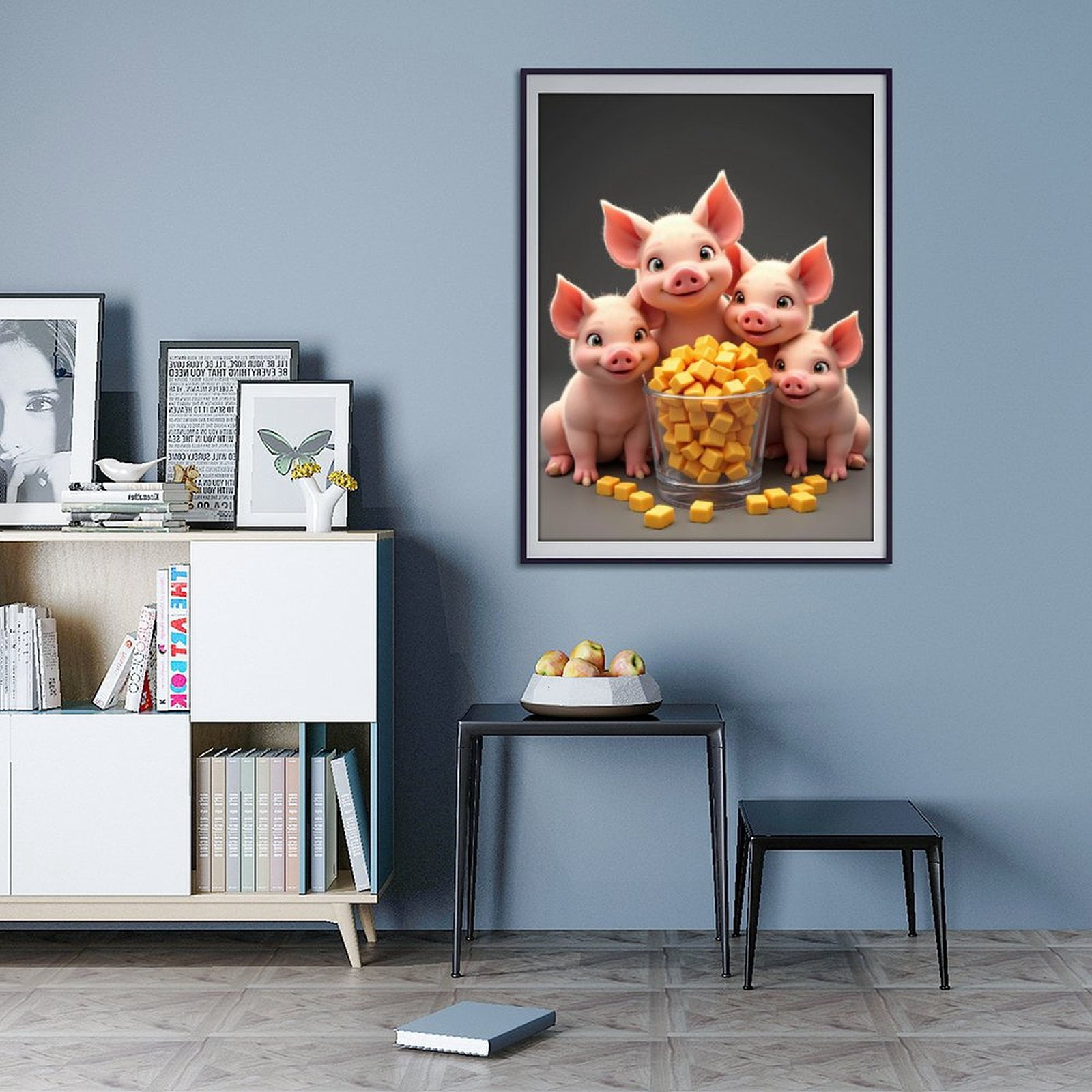 Diamond Art Kit for Adults, Pigs With Cheese Cubes Diamond Painting for Adults Beginners, DIY Diamond Art Painting Kits, 5D Diamond Painting Crafts for Home Decor 12x16 Frameless
