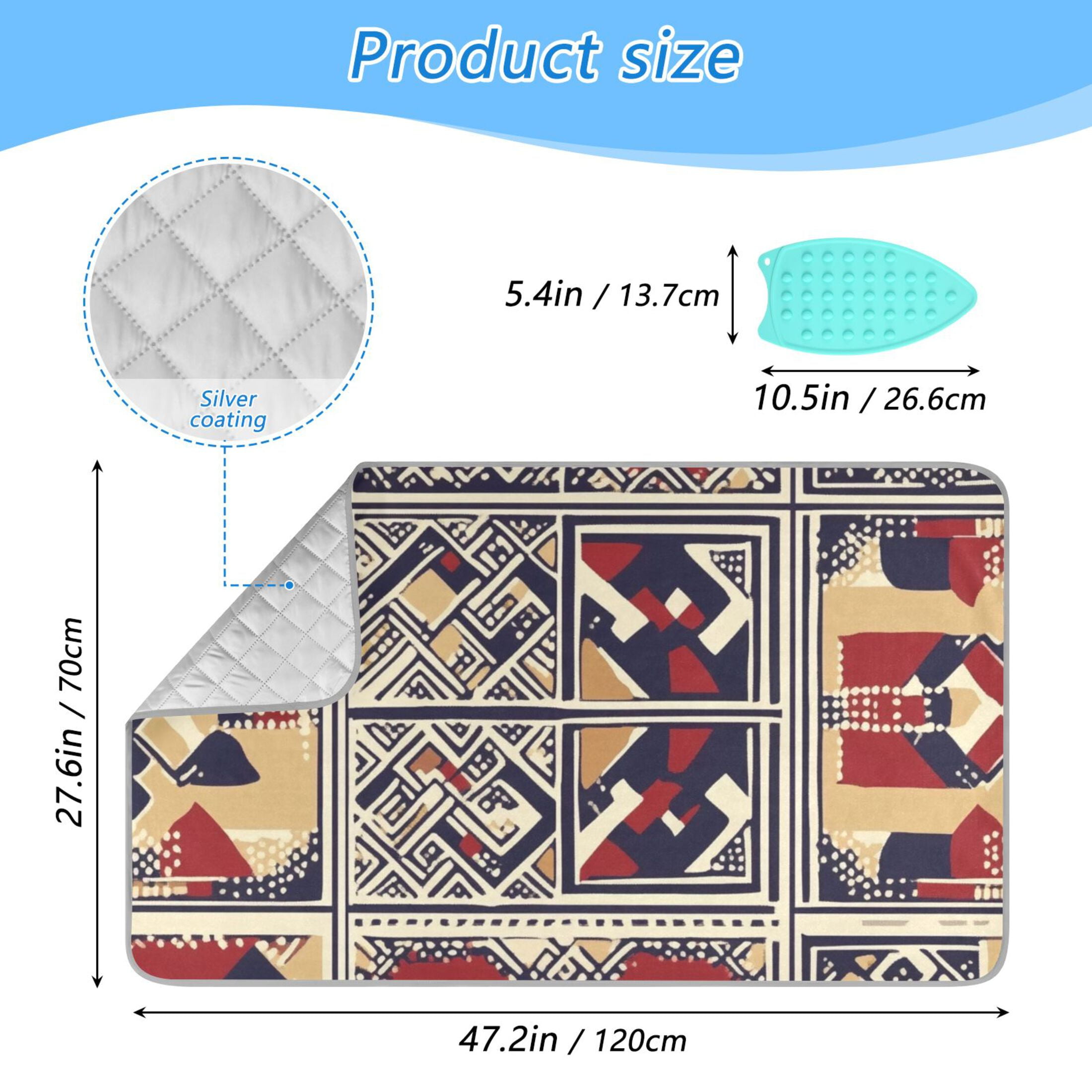 Tribal Style Patterns Ironing Mat Blanket for Table Top Travel Portable Ironing Board Pad 47.2x27.6 Inch