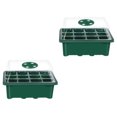 thumbnail image 2 of 2-Piece Greenhouse Set with Ventilation, 12-Hole Seedling Trays & Lids Indoor Plant Propagation Kit, 2 of 7