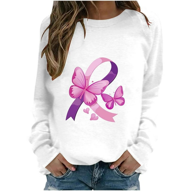 Rbaofujie Sweat à Capuche Surdimensionné pour Femmes Mode Décontractée Imprimé Col Rond T-shirt Manches Longues Ample Blouse Blanche Pulls d'Halloween pour Femmes