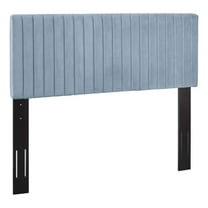 Drevy Keira Channel Tufted Performance Velvet Upholstered Full / Queen Headboard in Light Blue