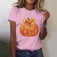thumbnail image 5 of NuoCaiYun Summer T Shirts for Women, Casual Womens Workout Tshirt Pumpkin Print Round-Neck Pullover Short Sleeve Tops, 5 of 6