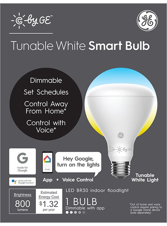 GE C by GE Smart BR30 Indoor Floodlight LED Light Bulb, 11-Watts, Tunable White, 1-Pack (Packaging May Vary)