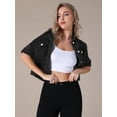 thumbnail image 3 of DARING DIVA Women's Short Sleeve Button Down Cropped Denim Jackets L Black, 3 of 7