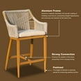 thumbnail image 2 of Domi Bar Stools Set of 2, Outdoor Counter Height Bar Chairs with Arm and Backrest, Aluminum Tall Bar stools with Cushion Modern Textilene Rope Boho Barstools for Garden, Pool, Patio, Kitchen, 2 of 9