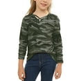 thumbnail image 3 of Sherrylily Kids Camouflage Stripe Long Sleeve Tops V Neck Criss Cross Tees Girls Casual Blouse（4-15T）, 3 of 7
