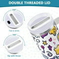 thumbnail image 3 of Yayeee 40oz Stainless Steel Tumbler with Straw and Handle Double-Wall Insulated Travel Water Bottle, Purple Doodle Pattern, 3 of 8