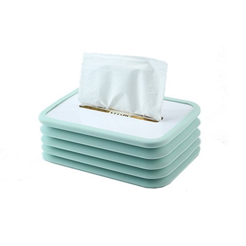 Caja de pañuelos Caja de pañuelos de Silicona para Coche con elevación elástica Caja de pañuelos elástica Plegable para el hogar, la Oficina y el Coche (Azul) Rojo Verde