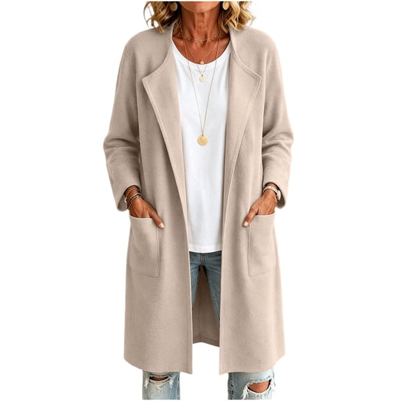 Bixock Women's Casual Coats Windproof Lapel Collar Long Sleeve Solid Color with Pockets Warm Fall Winter Outerwear Commute Outdoor Daily Wear