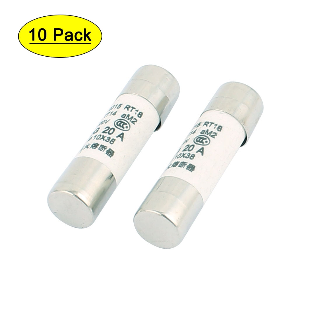 10 Pcs 500V 20A Low Breaking Capacity 10x38mm Cartridge Ceramic Fuses
