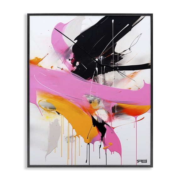 Stupell Industries Modern Pink & Black Contemporary Black Framed Giclee Art, 24 x 30, by RB