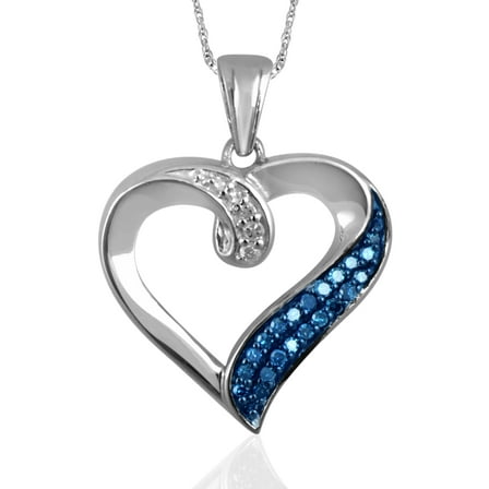 1/7 Carat T.W. Blue and White Diamond Sterling Silver Heart Pendant