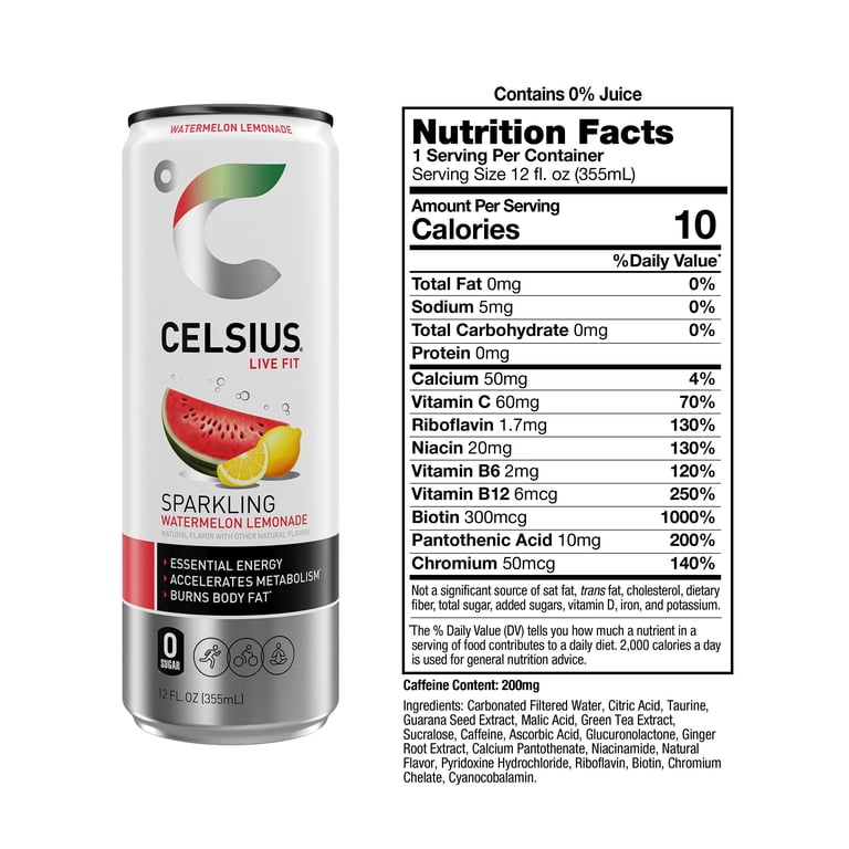 CELSIUS Sparkling Watermelon Lemonade, 12 fl oz, 12 Pack photo 5