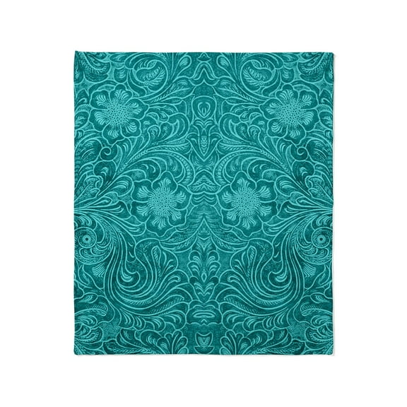 CafePress - Leather Look Floral Turquoise Throw Blanket - Soft Fleece Throw Blanket, 50"x60" for All Ages