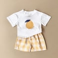 thumbnail image 2 of NIEWTR Baby Girl Summer Outfits Baby Girls Gift Short Sleeve Crewneck Tops + Shorts Set Infant Clothes Little Kids Short 2 Piece Sets Baby Girls Gift(Yellow,6-9 Months), 2 of 8