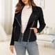 thumbnail image 3 of Chaqueta de motociclista para mujer cálida con cremallera chaqueta de moda abrigo de manga larga traje diario, 3 of 7