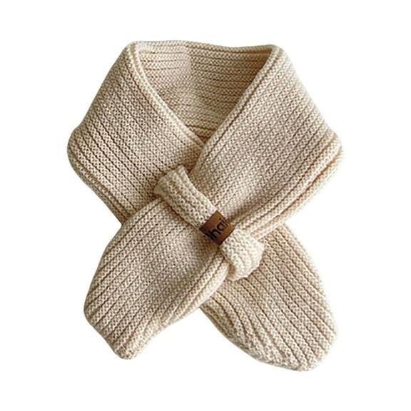Splozh Kids Neck Warmer Children's Scarf Comfortable Warm Solid Color Knitted Boys and Girls Baby Neck Scarf Beige,One Size