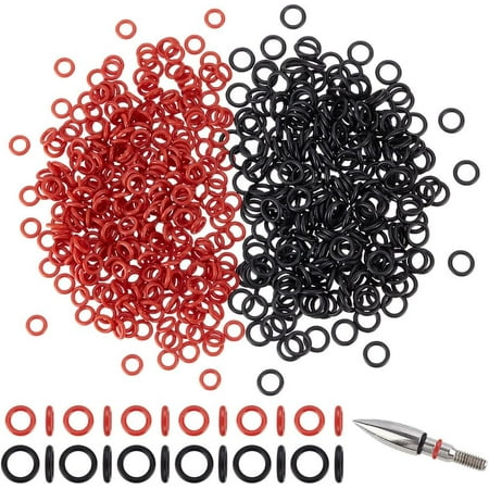 300 Pcs Archery Arrow Broadhead O-Rings Field Points Arrow Tips Replacement Rubber Bands for Preventing Loosening Archery Accessories Hunting Shooting Target Practice Red and Black
