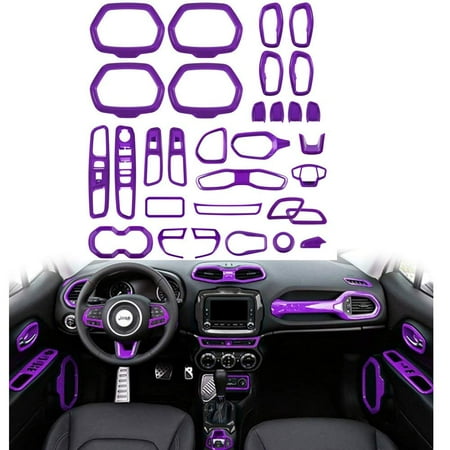 Jeep Interior - Opall ABS Auto Interior Parts Decoration 31 Pcs/Kits for Jeep Renegade 2015-2018 (PURPLE)