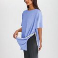 thumbnail image 4 of Timegard Hauts pour Femmes Col Rond Manches Courtes Boutons Latéraux Couleur Unie Confortable Décontracté Blouse Ample Haut, 4 of 8