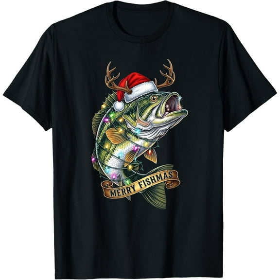 Merry Fishmas Santa Fishing Funny Fishing Lovers Christmas T-Shirt