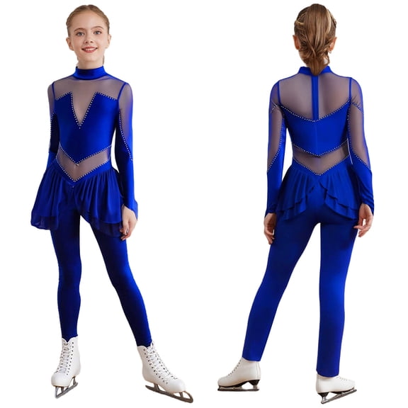 Aislor Rhythmic Romper Leotard for Girls Tank Unitard Gymnastics Leotard One Piece Figure Skating Dress Jumpsuit Blue 8