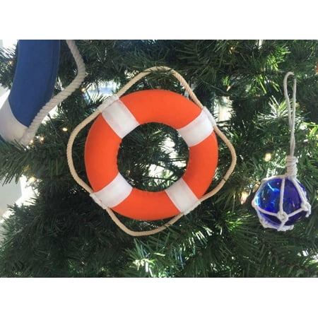 - Vibrant Orange Decorative Lifering With White Bands Christmas Ornament 6
