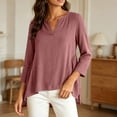 thumbnail image 4 of Cmfcve Tunic Tops for Women Cotton Linen Long Sleeve V Neck Blouses Loose Fit Casual Flowy Shirts, 4 of 7