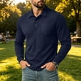 thumbnail image 5 of CQONEPT Dress Button Down Shirt for Men Business Casual Corduroy Shirts Lapel Top Fitted Workout Sweatshirts Golf Tees Dark Blue 3XL, 5 of 7