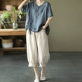 thumbnail image 3 of Women Pants Wide Straight Leg Baggy Pant Capris Pants Women Casual Comfy Work Pants Womens Outfits, 3 of 4