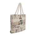 thumbnail image 2 of Large Vintage Paris Eiffel Tower & Stamps Print Canvas Tote Shoulder Bag Handbag, 2 of 5