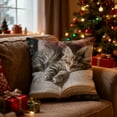 thumbnail image 4 of 1Pc 18X18In Cute Sleeping Cats And Book Pillowcase Short Pile Living Room Sofa Pillowcase Soft Cushion Cover, 4 of 6