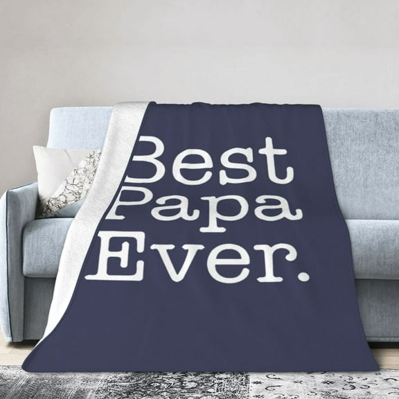 Wijzvio Best Papa Ever Throw Blanket Soft Fuzzy Fleece Blanket For Couch Bed Living Room Decoration 80"X60"