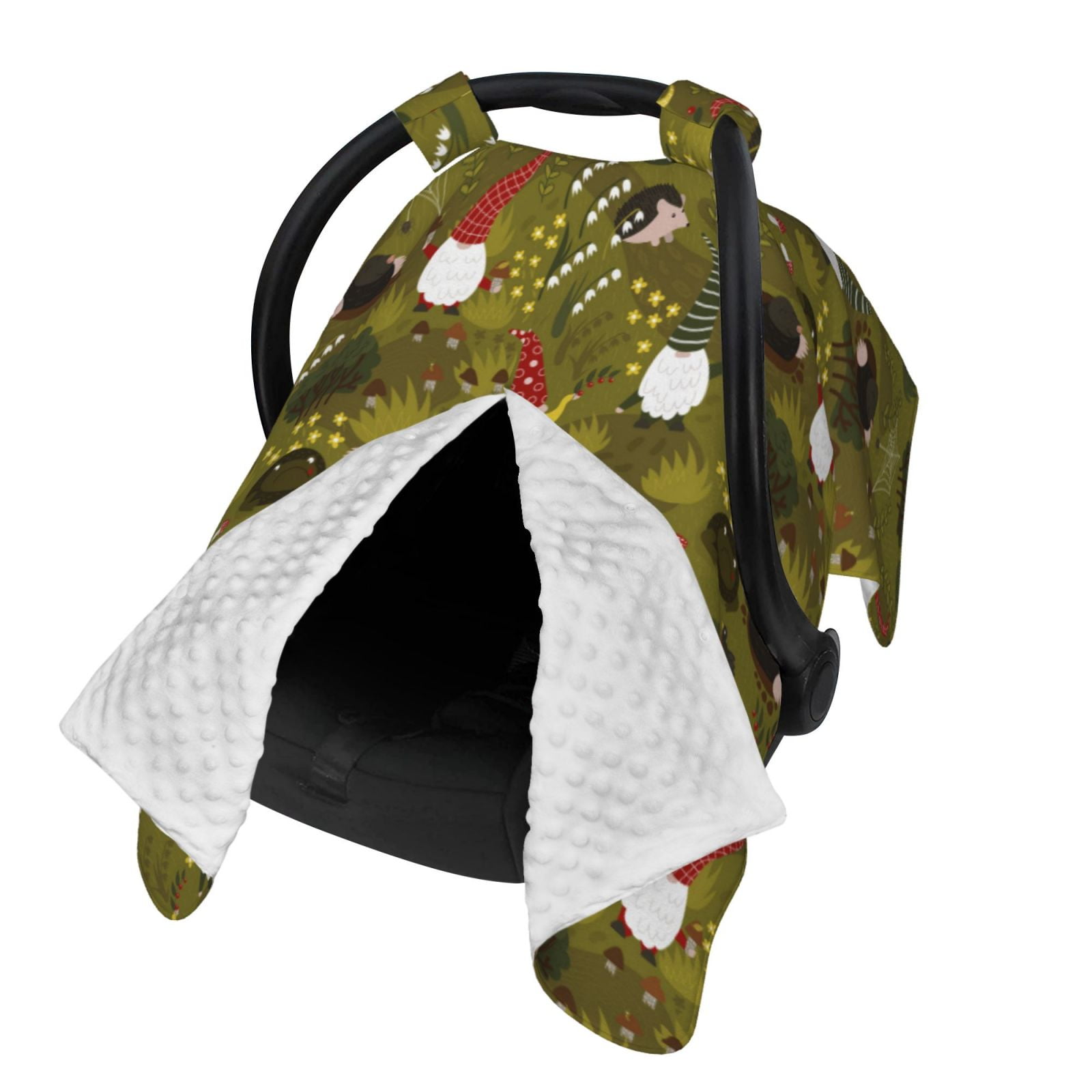 Naloa Gnomes Playing in the Garden Baby Car Seat Cover, Breathable Baby Carrier Cover, Multiuse Baby Carrier Cover & Nursing Breastfeeding Cover