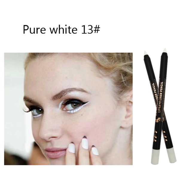 Lápiz Delineador de Ojos de larga duración, pigmento colorido, resistente al agua, azul, negro, blanco, Gel, maquillaje, cosméticos de belleza( 13 White
