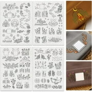 56Pcs Mountain Flower Vine Embroidery Pattern Stabilizer 8.3"x11.7" Deer Antler Book Soluble Stick and Stitch Embroidery Sticker 4 Sheets Tree Hat Water Hand Sewing DIY Embroidery Paper Colorful