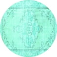 thumbnail image 1 of Ahgly Company Machine Washable Indoor Round Persian Turquoise Blue Traditional Area Rugs, 7' Round, 1 of 4
