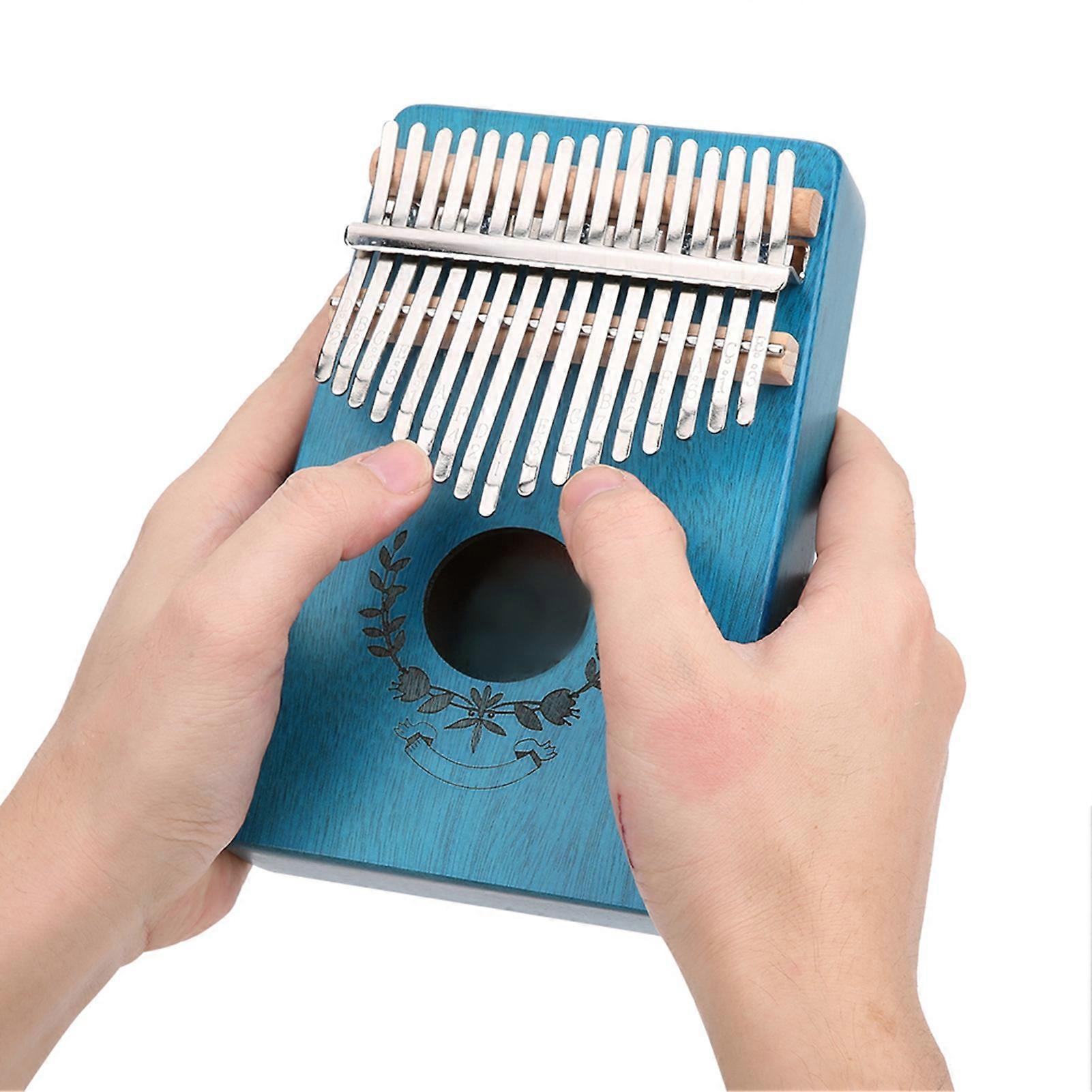 Thumb Piano Mahogany Small Portable 17 Key For Beginner Music Instrument LTK17S(Blue )