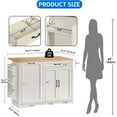 thumbnail image 3 of DEXTRUS Kitchen Island on Wheels with Drop Leaf & Drawer, Rolling Kitchen Island with Storage for 13 Gallon Trash Bin, Off-White, 3 of 11