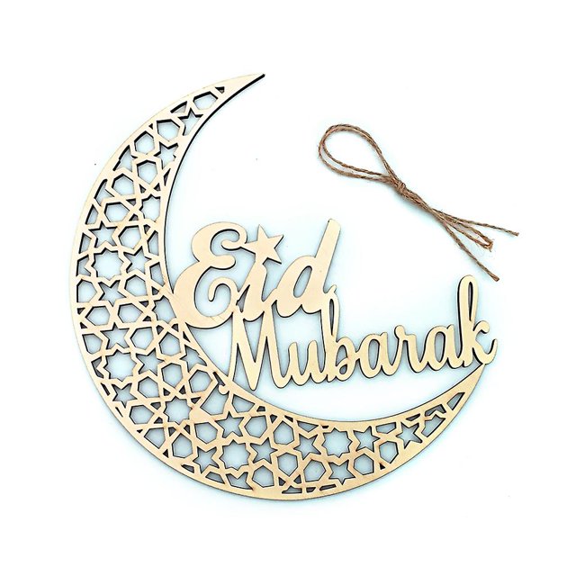 Musulmán Islam Luna Eid Mubarak Placa De Madera Colgante Decoración Ramadán A