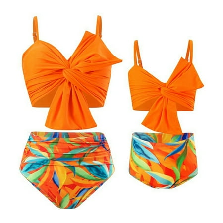 GYRATEDREAM Mommy and Me Swimsuits Two Pieces Bikini Set Family Matching Tankini Sets Women Swimwear Girls Bathing Suits for M