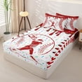 thumbnail image 2 of Homewish Red Dripping Baseball Stitch Batter Silhouette Graphic Zipper Twin Comforter Sets with Fitted Sheet and 2 Pillowcases,Baseball Graphic Zipper Bedding Set,4-Piece, 2 of 6