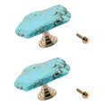 thumbnail image 4 of Wwxuanke Natural Turquoise Light Luxury Brass Knobs Minimalist Naturalism Drawer Cabinet Door Knobs Hole Handle Pulls 2 Pcs, 4 of 7